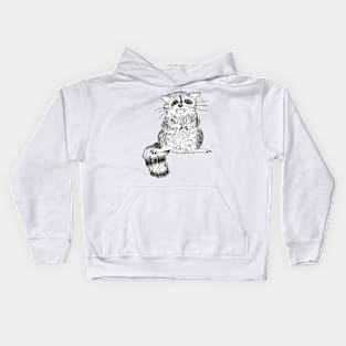 Black and White Raccoon Kids Hoodie